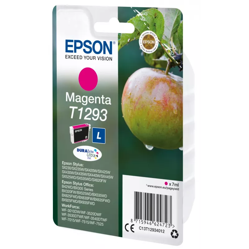 Epson Apple Einzelpackung Magenta T1293 DURABrite Ultra Tinte, Magenta, pigmentbasierte Tinte, 7 ml, 1 Stk.