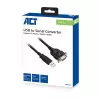 ACT 0,6 m USB-auf-Seriell-Adapter, Schwarz, 0,6 m, USB Typ-A, DB-9, Stecker, Stecker