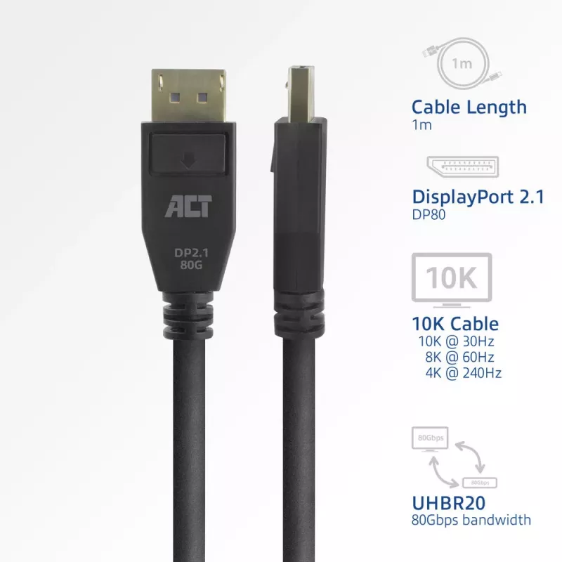 ACT AK4081 DisplayPort-Kabel 1 m Schwarz