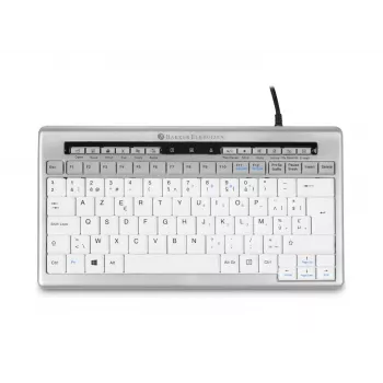 BakkerElkhuizen S-board 840 BE Azerty, Tenkeyless (80–87 %), Kabelgebunden, USB, Scherenschalter, AZERTY, Hellgrau, Weiß