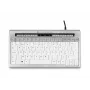 BakkerElkhuizen S-board 840 BE Azerty, Tenkeyless (80–87 %), Kabelgebunden, USB, Scherenschalter, AZERTY, Hellgrau, Weiß