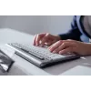 BakkerElkhuizen S-board 840 BE Azerty, Tenkeyless (80–87 %), Kabelgebunden, USB, Scherenschalter, AZERTY, Hellgrau, Weiß