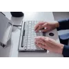 BakkerElkhuizen S-board 840 BE Azerty, Tenkeyless (80–87 %), Kabelgebunden, USB, Scherenschalter, AZERTY, Hellgrau, Weiß
