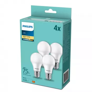 Philips LED-Lampe E27 4er-Pack, 10 W (75 W Entsprechung), 2700 K