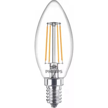 Philips LED Filament Kerzenlampe E14 4er-Pack, 4,3 W (40 W Äquivalent), 2700 K