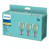 Philips LED-Filamentlampe E27 3er-Pack, 8,5 W (75 W Äquivalent), 2700 K