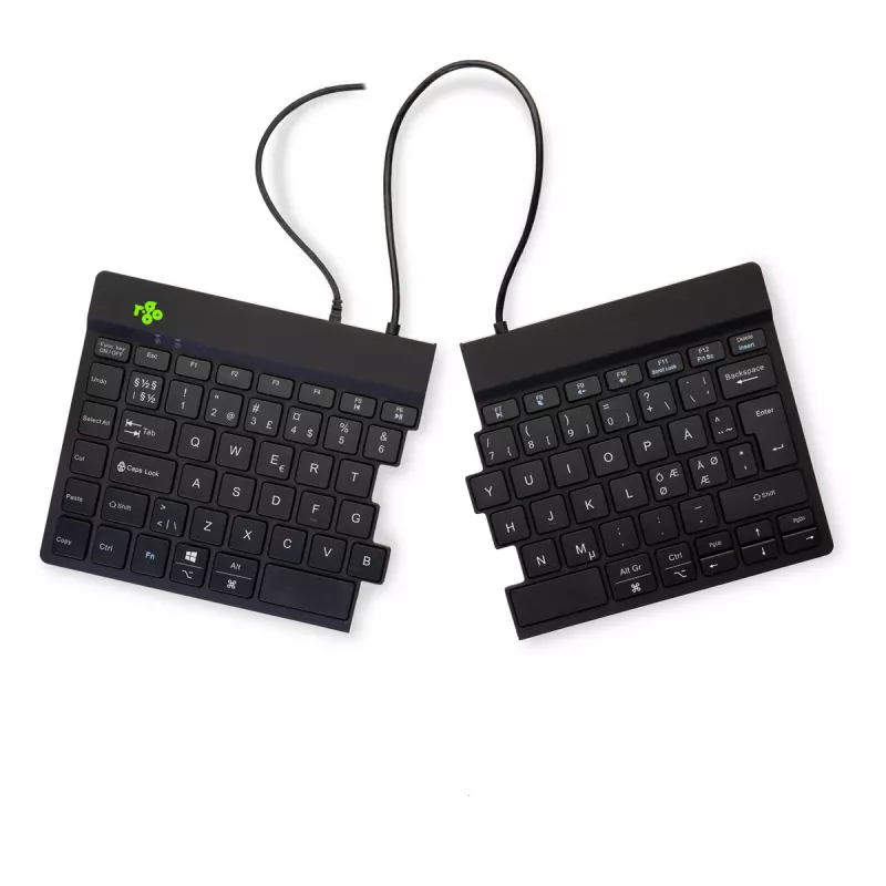 R-Go Tools Ergonomische Tastatur R-Go Split Break v2 mit Break-Software, ergonomische geteilte Tastatur, QWERTY (NORDIC), kabelgebunden, schwarz