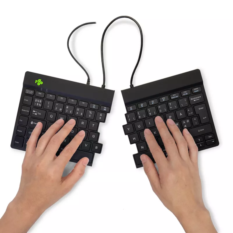 R-Go Tools Ergonomische Tastatur R-Go Split Break v2 mit Break-Software, ergonomische geteilte Tastatur, QWERTY (NORDIC), kabelgebunden, schwarz