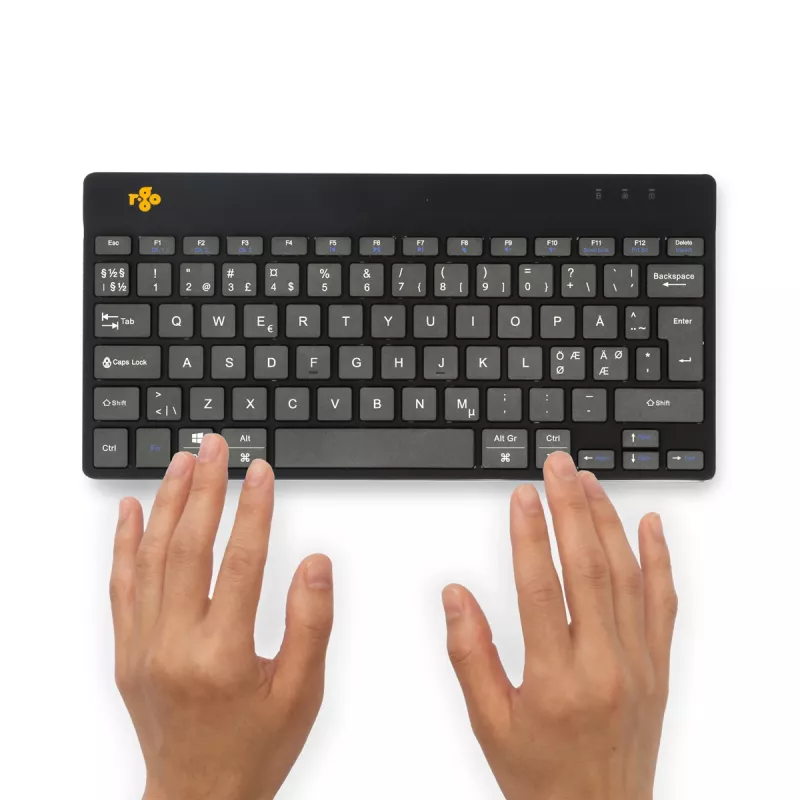 R-Go Tools Ergonomische Tastatur R-Go Compact Break, kompakte Tastatur mit Break-Software, QWERTY (NORDIC), Bluetooth, schwarz