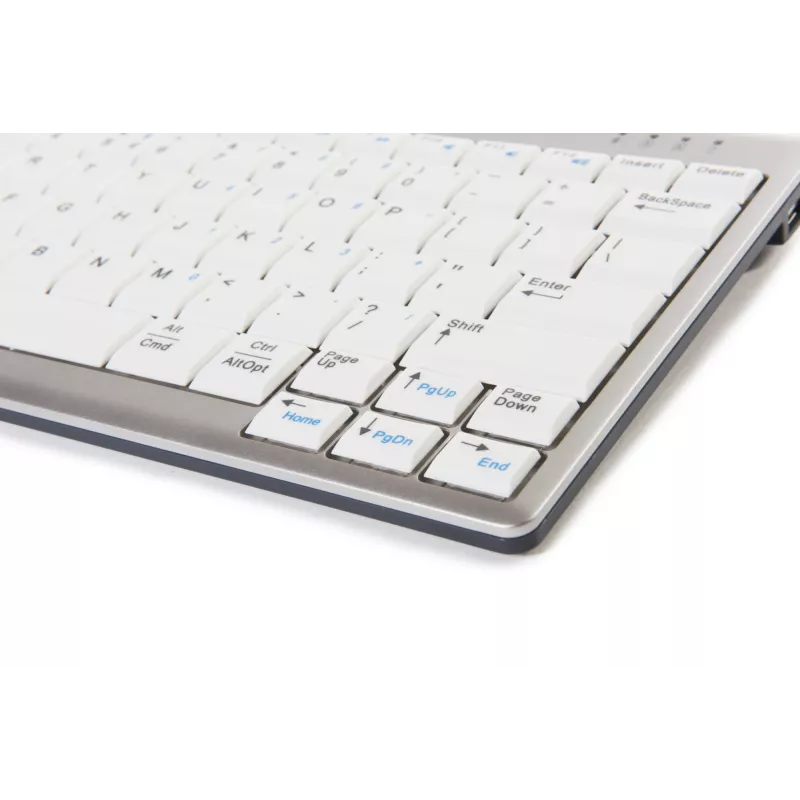 BakkerElkhuizen UltraBoard 950 BE Azerty, Mini, Kabelgebunden, USB, Scherentastenschalter, AZERTY, Hellgrau, Weiß