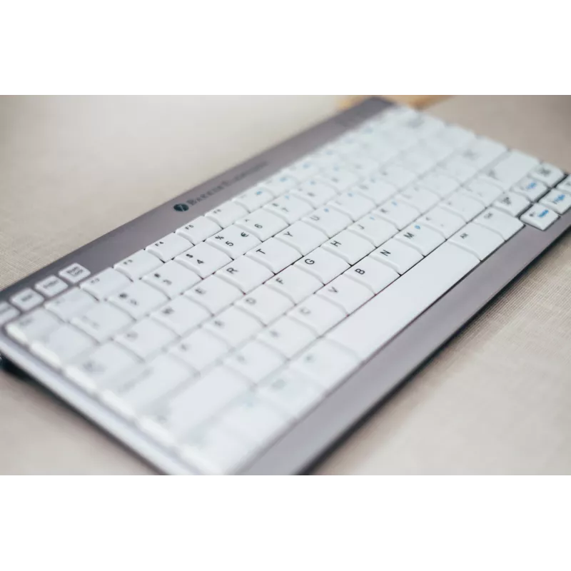 BakkerElkhuizen UltraBoard 950 BE Azerty, Mini, Kabelgebunden, USB, Scherentastenschalter, AZERTY, Hellgrau, Weiß