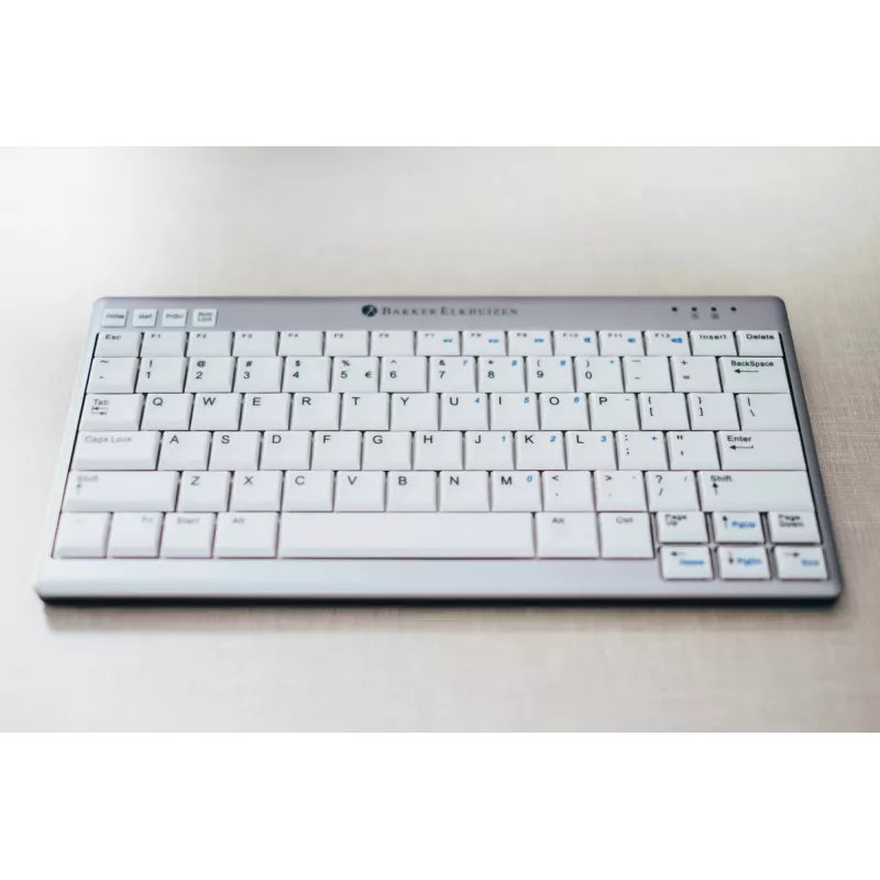 BakkerElkhuizen UltraBoard 950 BE Azerty, Mini, Kabelgebunden, USB, Scherentastenschalter, AZERTY, Hellgrau, Weiß