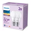 Philips Birne 60W A60 E27 x2, 8 W, 60 W, E27, 806 lm, 15000 h, Warmweiß
