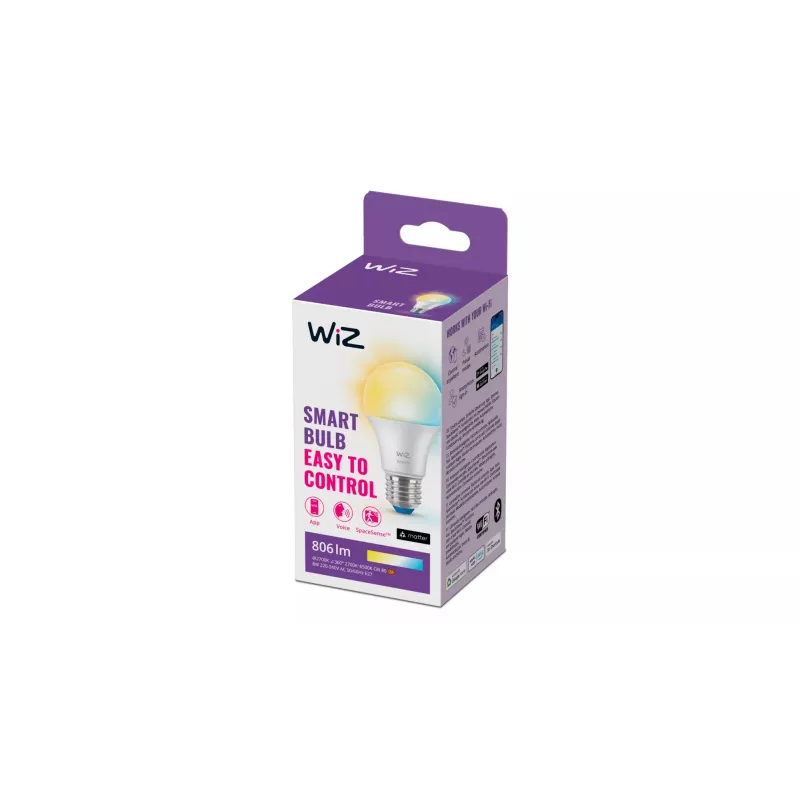 WiZ Bulb 60W A60 E27, Smart bulb, Wi-Fi/Bluetooth, White, Wi-Fi 4 (802.11n), 802.11b, 802.11g, LED, E27