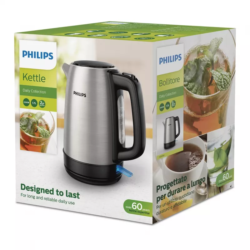 Philips Daily Collection HD9350/94 Wasserkocher 1,7 l 2020 W Schwarz, Edelstahl