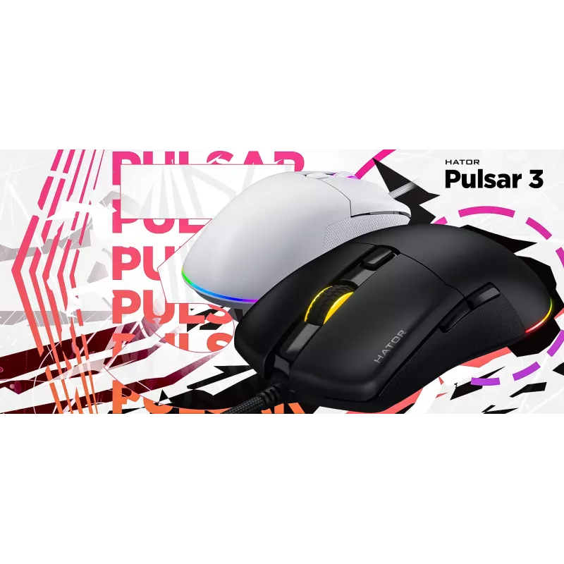 HATOR Pulsar 3, schwarz – Optische Gelb 100M Switches PixArt PMW 3311 (HTM610)