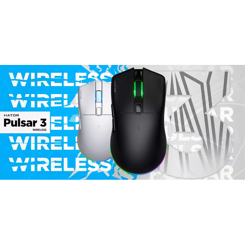 HATOR Pulsar 3 Wireless, weiß - Optische Gelb 100M Switches PixArt PMW 3311 (HTM631)