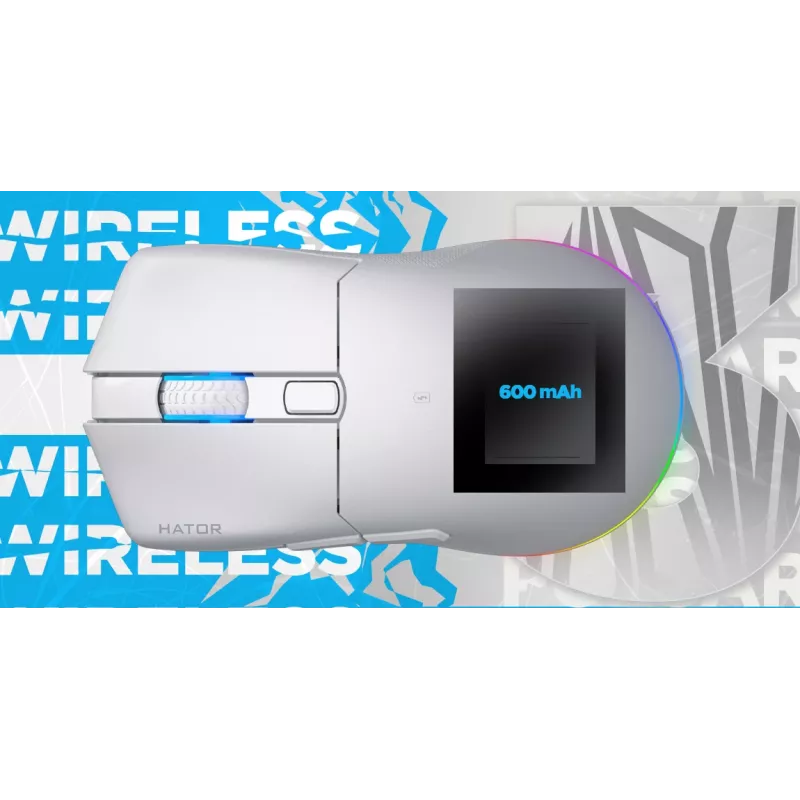 HATOR Pulsar 3 Wireless, weiß - Optische Gelb 100M Switches PixArt PMW 3311 (HTM631)