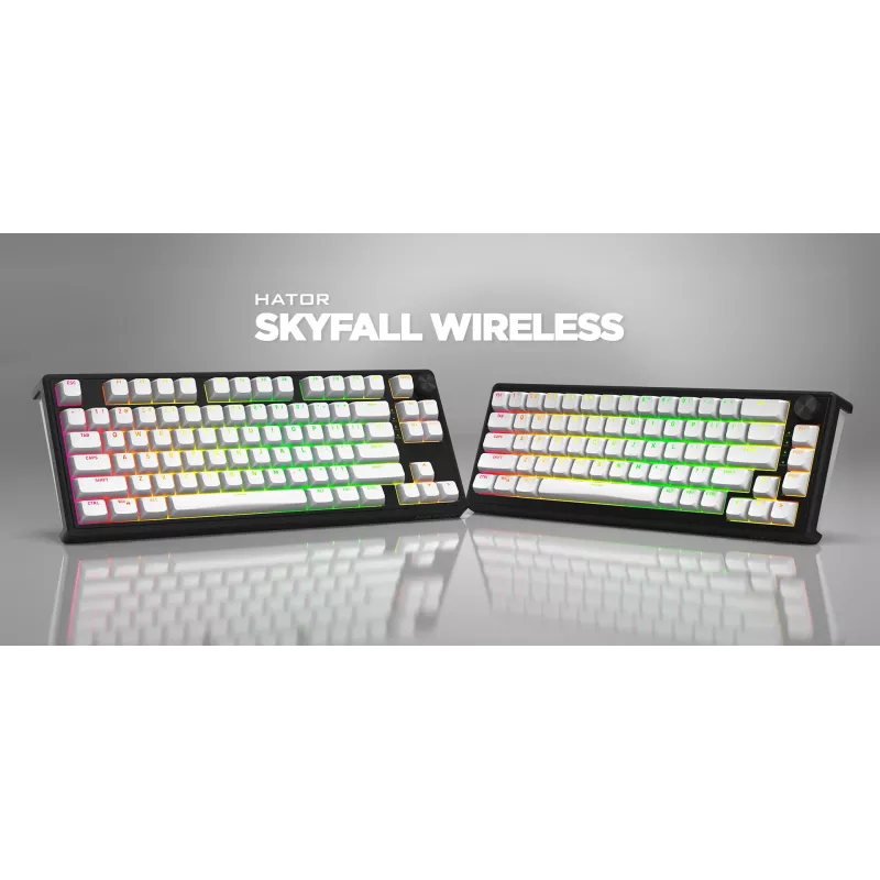 HATOR Skyfall Wireless 65 Tastatur Gaming USB + RF Wireless + Bluetooth QWERTY US English Schwarz, Weiß