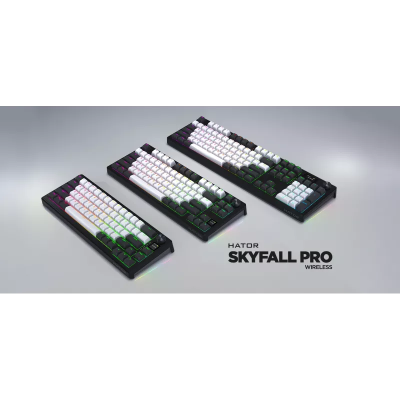 HATOR Skyfall Pro Wireless 65 Tastatur Gaming USB + RF Wireless + Bluetooth QWERTY US English Schwarz, Grau