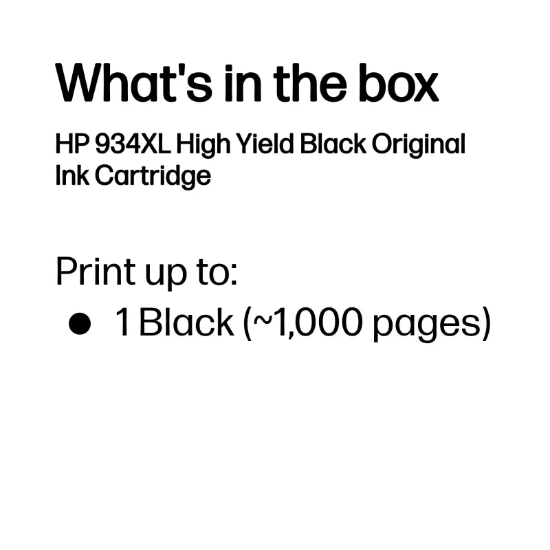 HP 934XL High Yield Schwarz Original Tintenpatrone, Schwarz, 1 Stk., 1000 Seiten
