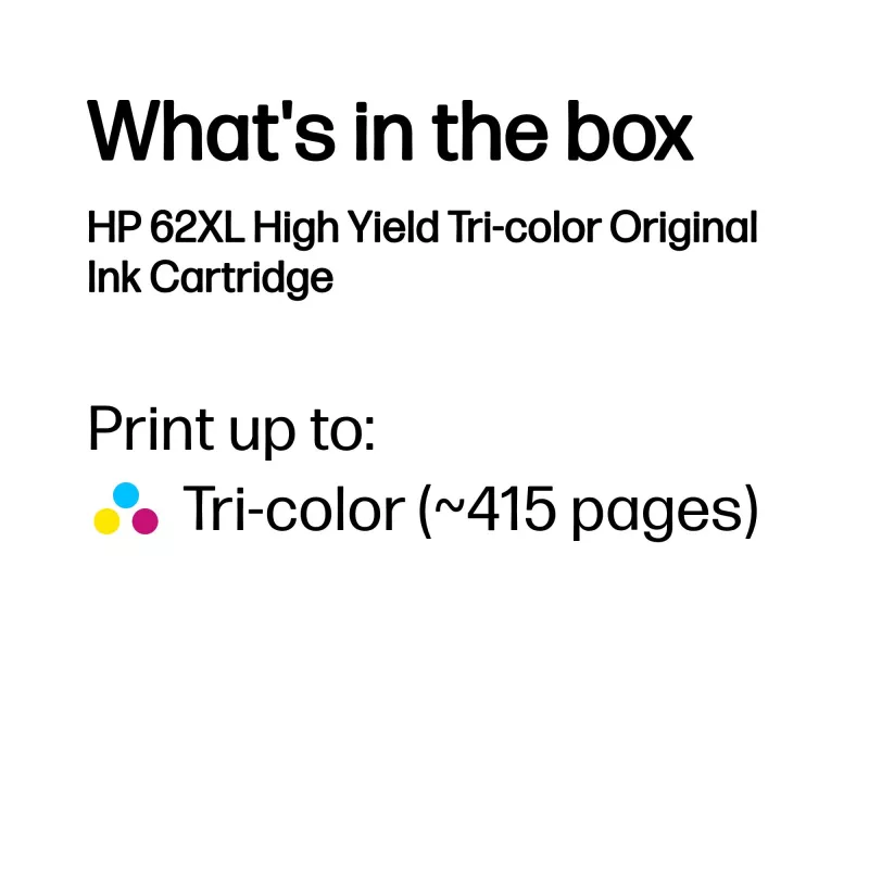 HP 62XL High Yield Tri-color Original Tintenpatrone, Cyan, Magenta, Gelb, 1 Stk., 415 Seiten