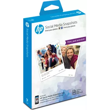 HP Social Media Snapshots wiederablösbares haftendes Fotopapier – 25 Blatt/10 x 13 cm, Weiß, seidenmatt