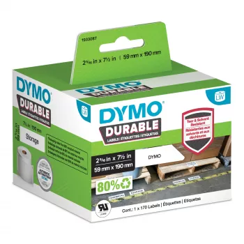 DYMO Authentic LabelWriter Durable Labels | 59 mm x 190 mm | Weißes Poly | 170 große selbstklebende Etiketten | Hochleistung | Für LabelWriter Etikettendrucker