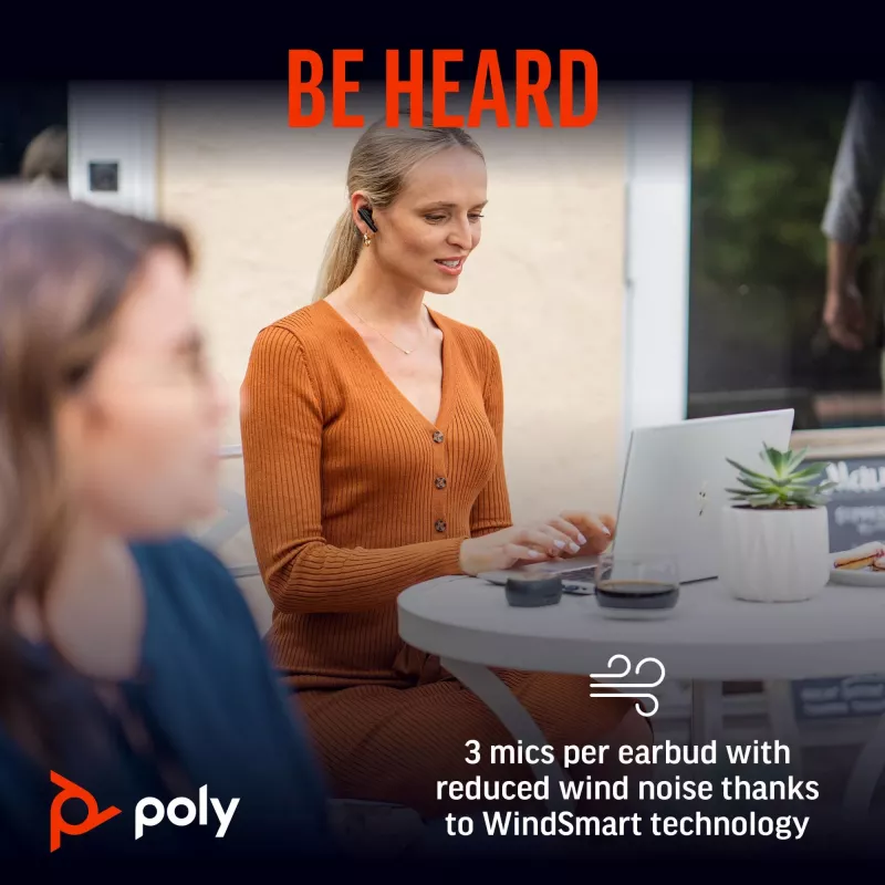HP Poly Voyager Free 60+M UC Carbon Schwarz Earbuds +BT700 USB-C Adapter +Touchscreen-Ladecase