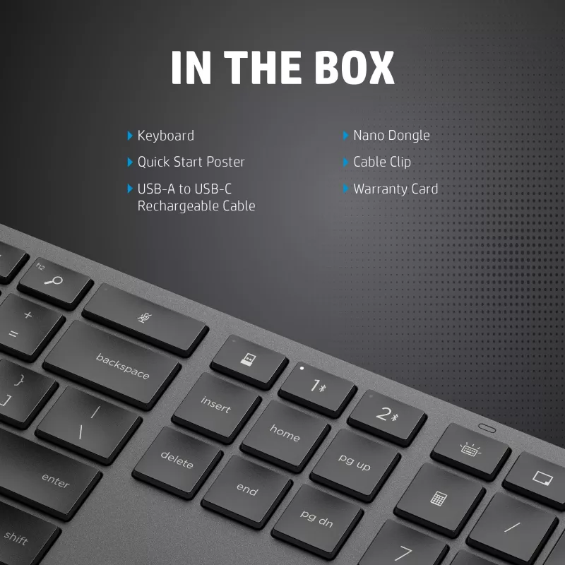 HP 975 Dual-Mode Wireless Tastatur Full-Size Kabellos RF Bluetooth Schwarz