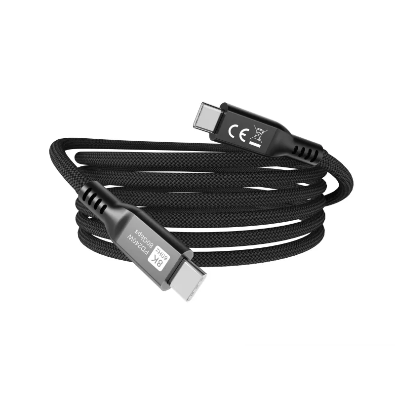 USB4 Gen4x2 C‑zu‑C Kabel EQUIP 2 m, 80 Gbit/s, PD 240 W, 8K@60Hz, Schwarz