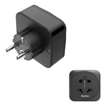 Hama 00223460 Netzstecker-Adapter Typ E/F Hybrid Universal Schwarz