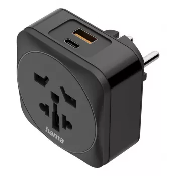 Hama 00223460 Netzstecker-Adapter Typ E/F Hybrid Universal Schwarz