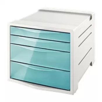 Esselte Colour'Ice Schubladenbox, 4 Schübe, A4, Blau/Hellgrau