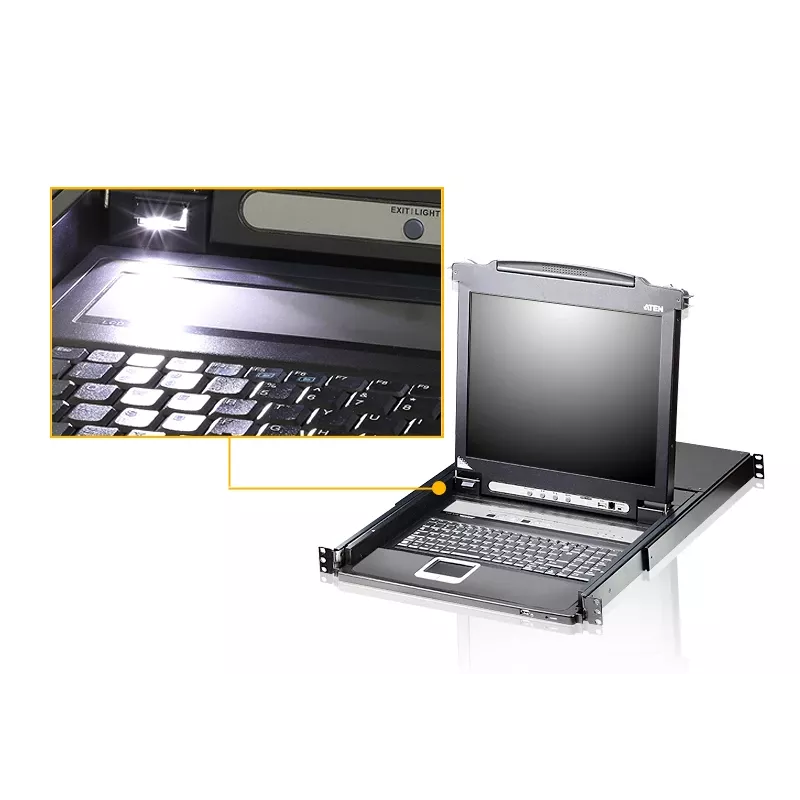 KVM-Switch ATEN CL5708M Rackeinbau Schwarz 1HE 17 Zoll LCD