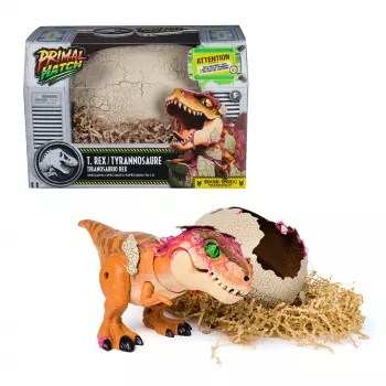 Jurassic World Primal Hatch interaktives Spielzeug-Dinosaurier & Ei, Schlüpfen & Trainieren deines eigenen Baby-Dinos mit über 100 Geräuschen & Reaktionen, Kinderspielzeug für Jungen & Mädchen ab 5 Jahren