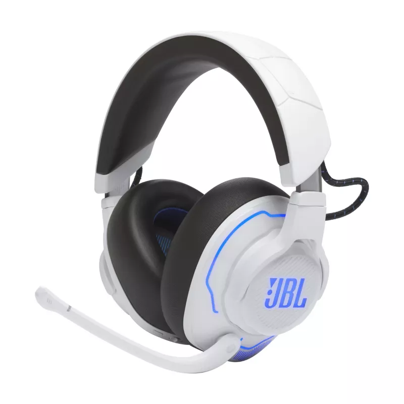JBL Quantum 910P Headset Kabelgebunden & Kabellos Kopfband Gaming USB Typ-C Bluetooth Blau, Weiß