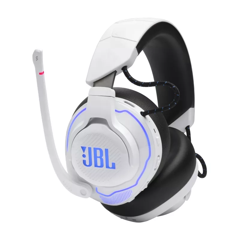 JBL Quantum 910P Headset Kabelgebunden & Kabellos Kopfband Gaming USB Typ-C Bluetooth Blau, Weiß