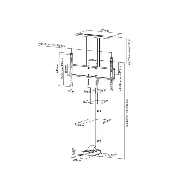 Multibrackets M Motorisierter TV-Lift Large 50 kg Tragkraft 37-65 Zoll Bildschirme