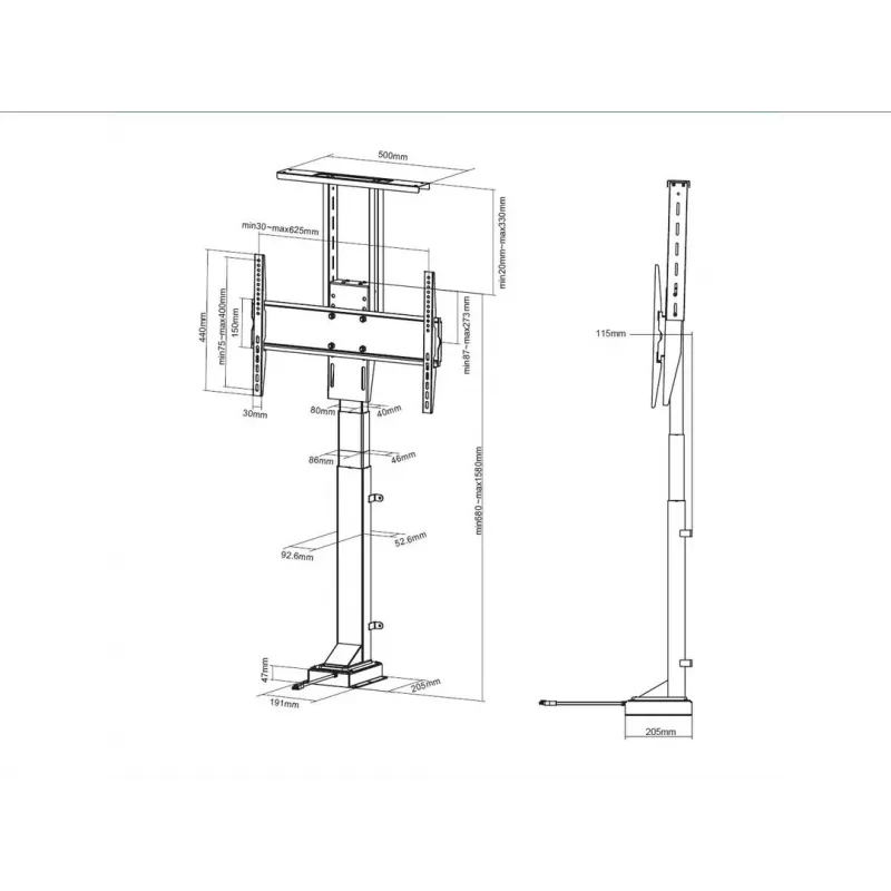 Multibrackets M Motorisierter TV-Lift Large 50 kg Tragkraft 37-65 Zoll Bildschirme