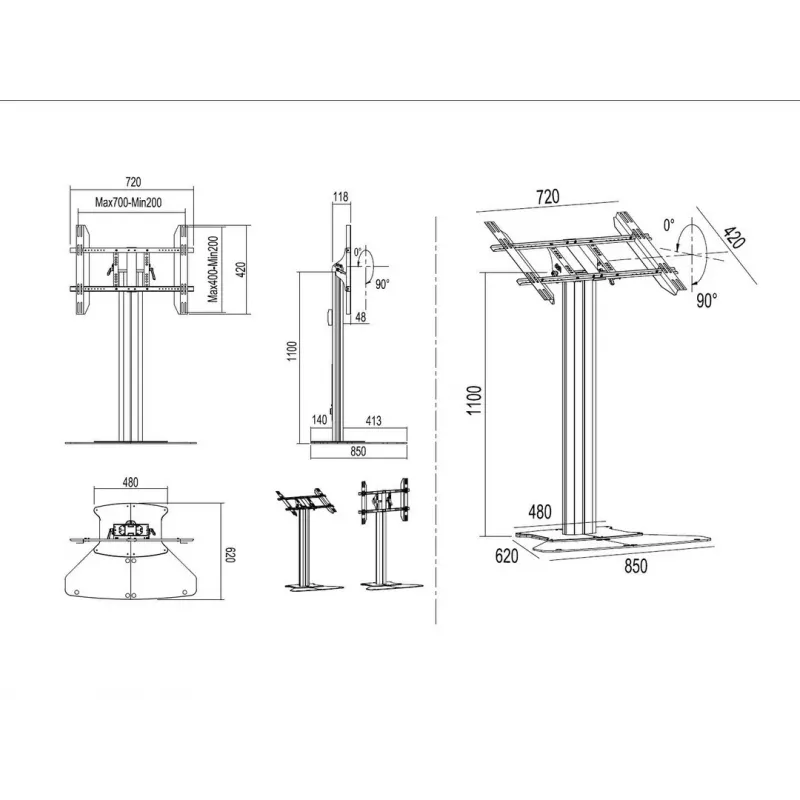 Multibrackets M Public Display Stand 110 HD Floorbase Single Schwarz