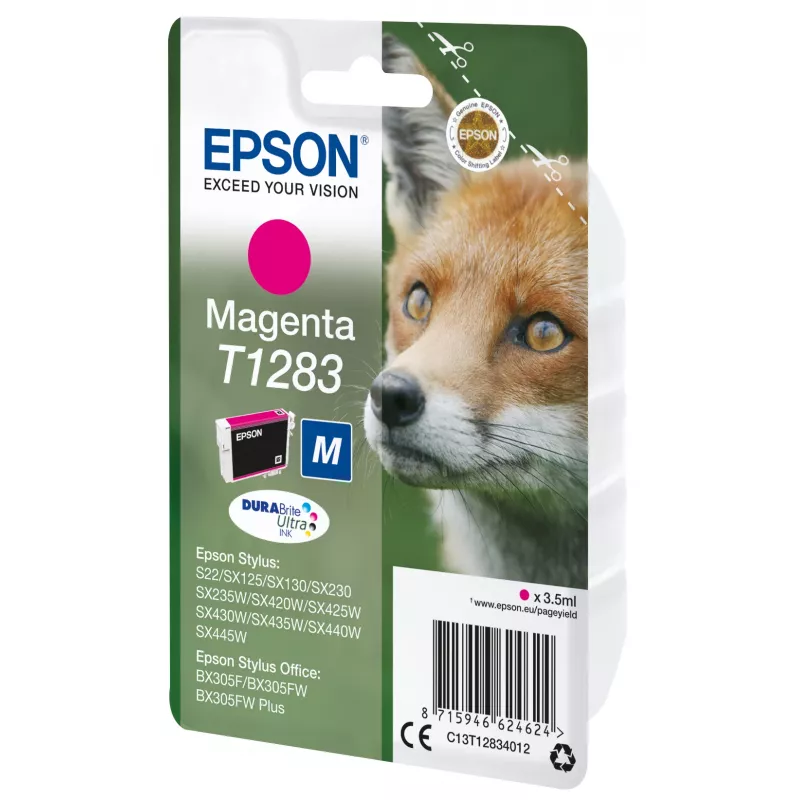 Epson Fox Singlepack Magenta T1283 DURABrite Ultra Tinte, Magenta, Pigmenttinte, 3,5 ml, 1 Stk.