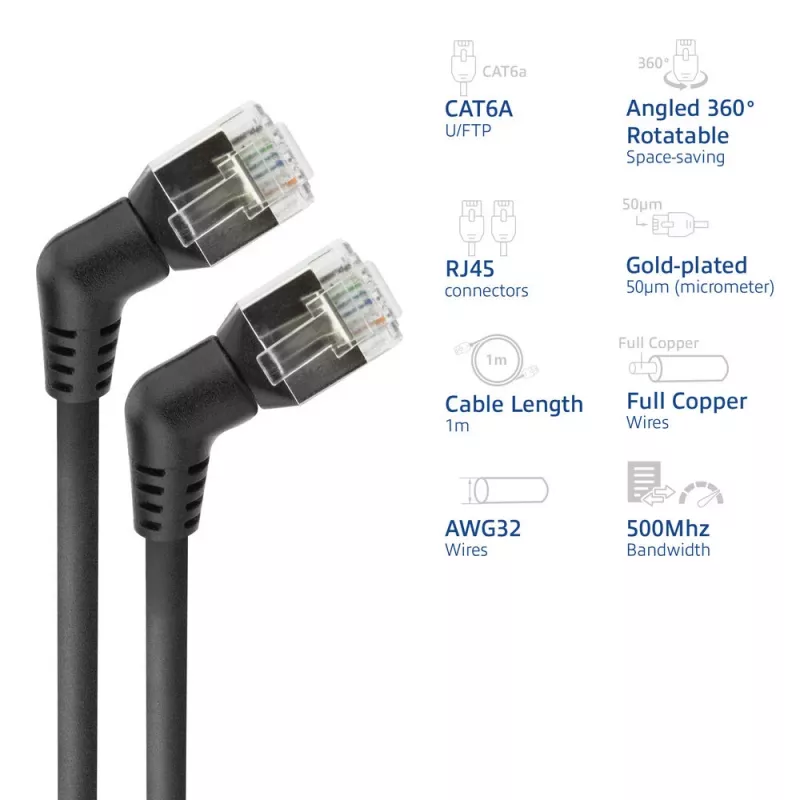 Netzwerkkabel ACT DD1901 Cat6 U/FTP (STP) 1 m RJ-45 Schwarz