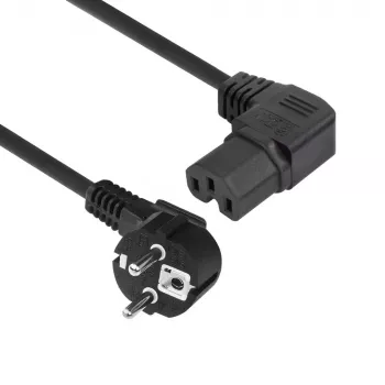 ACT Netzkabel Netzstecker CEE 7/7 Stecker (abgewinkelt) - C15 (rechtwinklig) IEC60320 schwarz 2 m