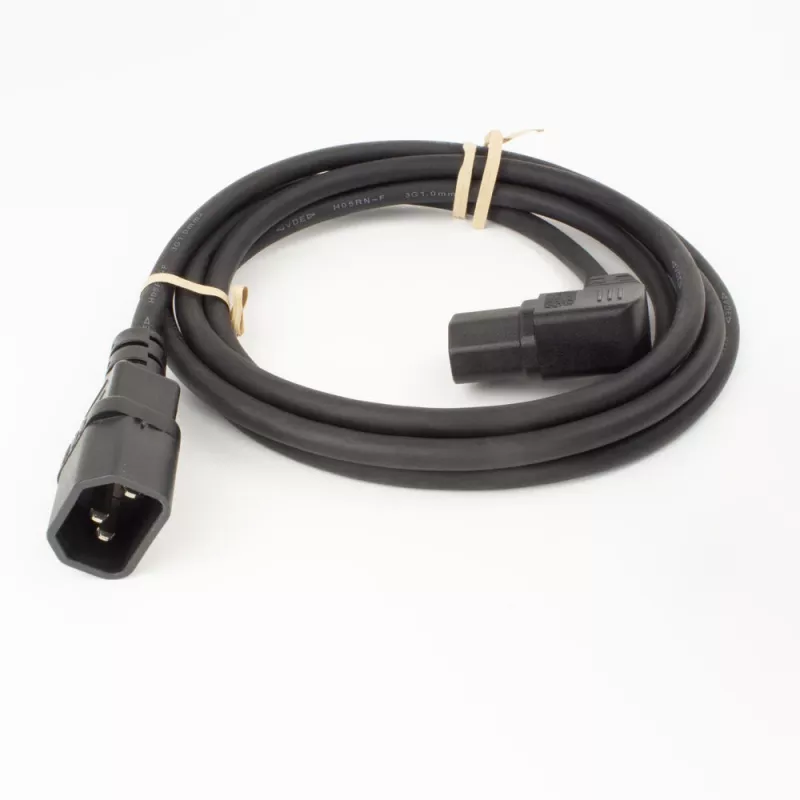 Powercord ACT C14 auf abgewinkelte C15 IEC60320 schwarz 2 m H05RN-F 10 A 250 V