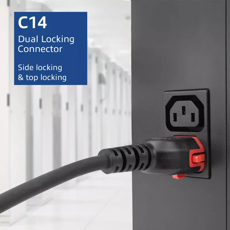ACT Stromkabel C14 IEC Lock+ Dual Locking - C15 IEC Lock+ schwarz 1 m, PC3868