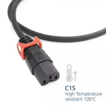 ACT Stromkabel C14 IEC Lock+ Dual Locking - C15 IEC Lock+ schwarz 2 m, PC3872