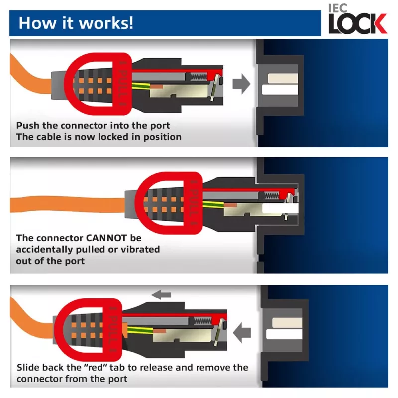 ACT Stromkabel C14 IEC Lock+ Dual Locking - C15 IEC Lock+ schwarz 2 m, PC3872