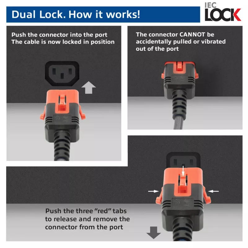 ACT Stromkabel C14 IEC Lock+ Dual Locking - C15 IEC Lock+ schwarz 2 m, PC3872