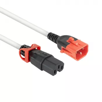 ACT Netzkabel C14 IEC Lock+ Dual Locking – C15 IEC Lock+ weiß 1 m, PC3871